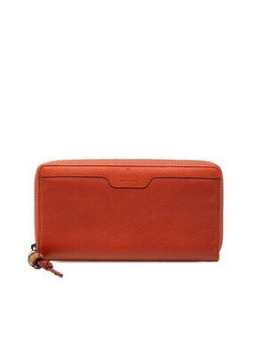Gucci Bamboo Zip Around Wallet Orange Leather